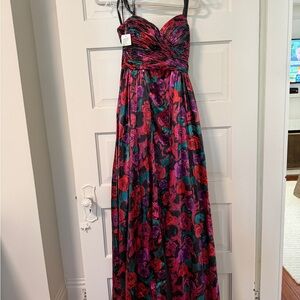 Rachel Allan Multicolor Floral Prom Dress